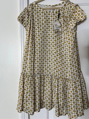Burberry Cream Dress with Yellow Floral Print size 10